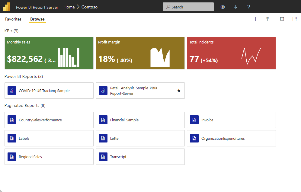 Afbeelding van Power BI Report Server tools.