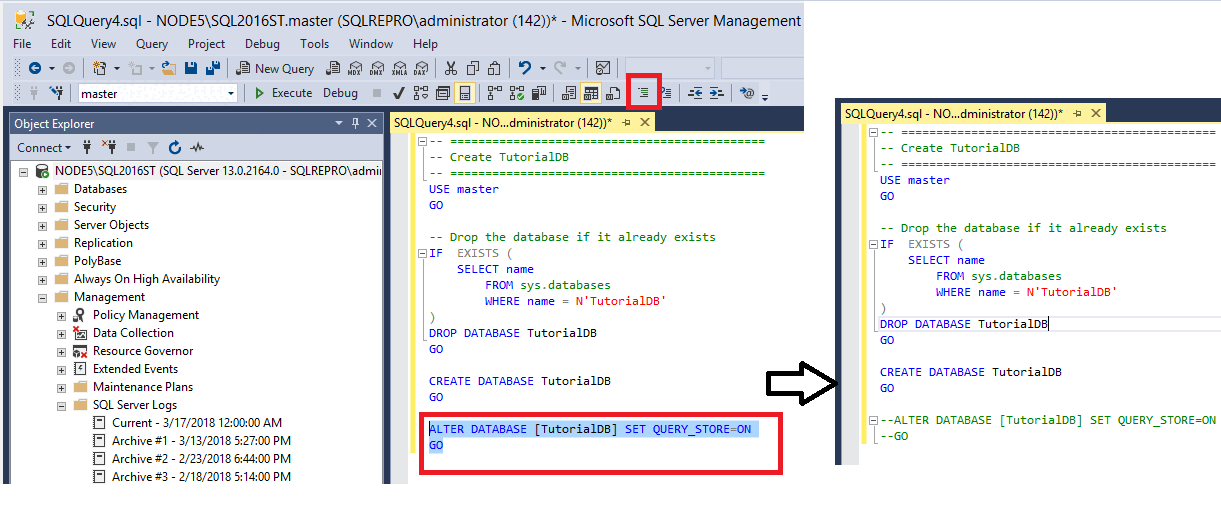 Afbeelding van SQL Server Management Studio tools.