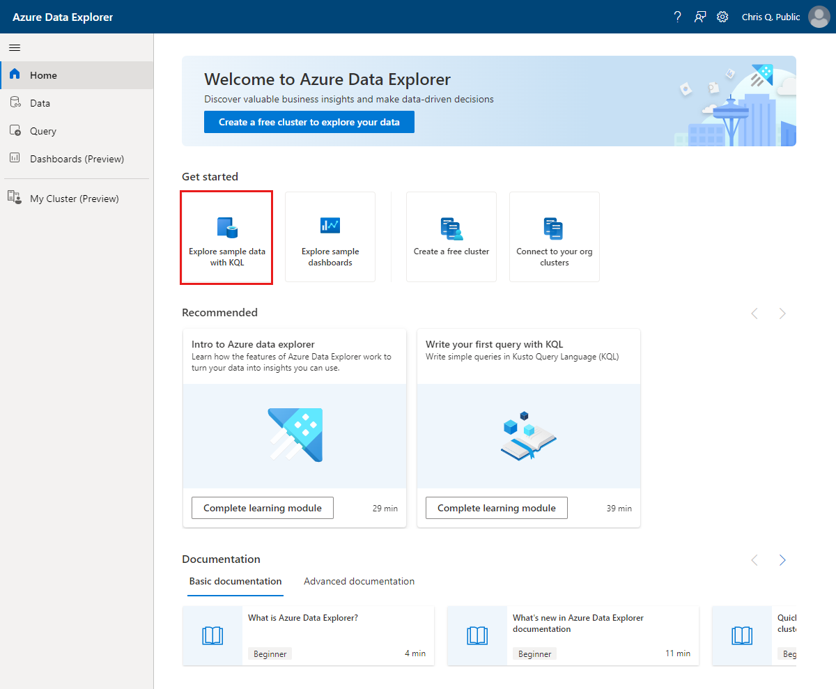 Afbeelding van Azure Data Explorer tools.