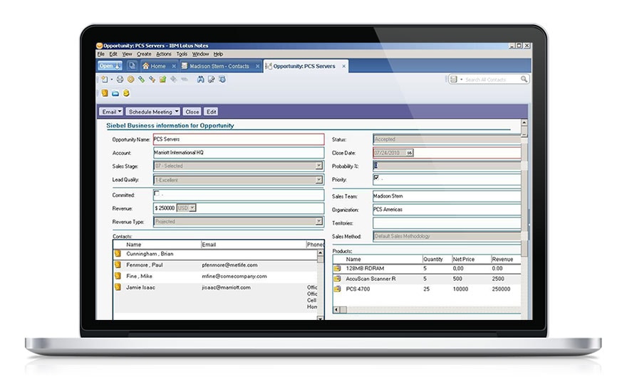 Schema van Siebel CRM.