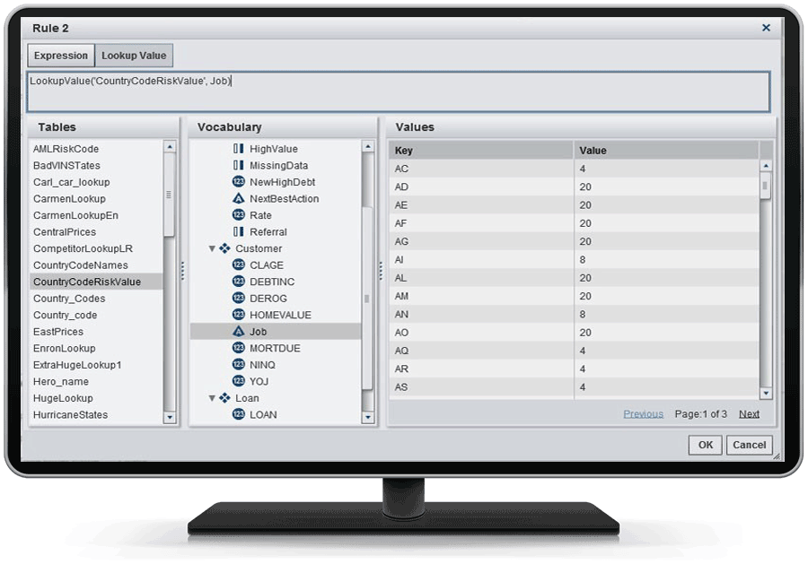 Screenshot van SAS Business Rules Manager software.