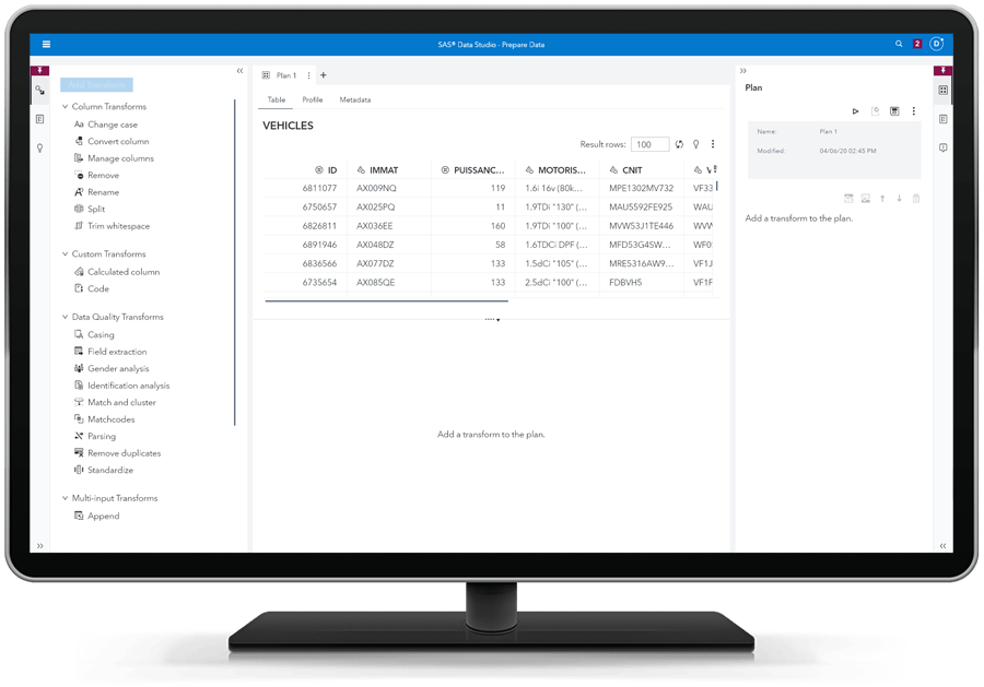 Screenshot van SAS Data Management Studio software.