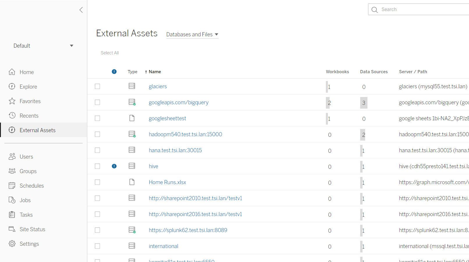 Screenshot van Tableau Data Management Add-on software.