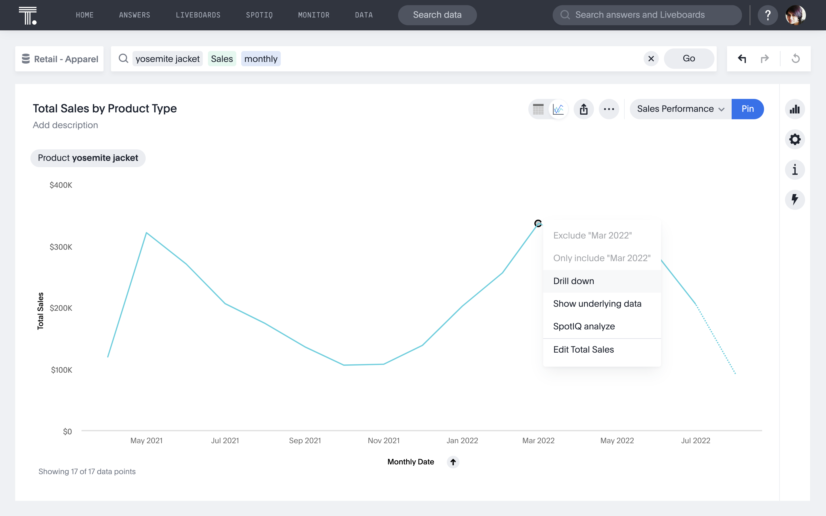 Afbeelding van ThoughtSpot DataFlow tools.