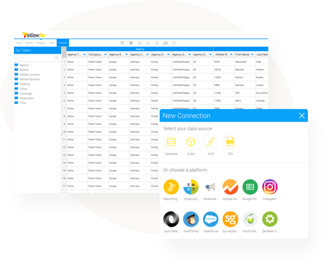 Screenshot van Yellowfin Data Transformation software.