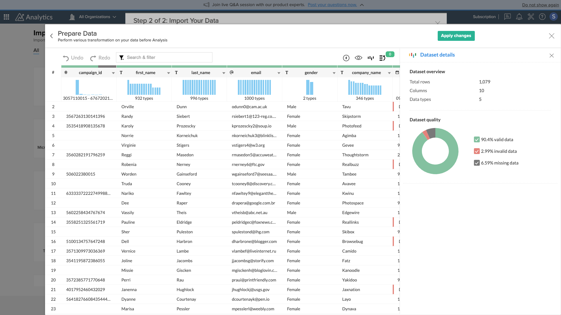 Afbeelding van Zoho DataPrep tools.